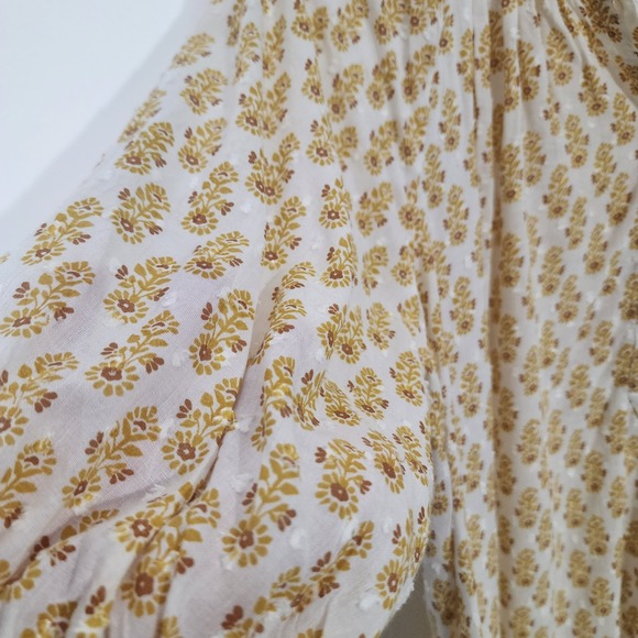 Garnet Hill White Yellow Floral Print V Neck 3/4 Sleeve Modal Blouse Top Size S - Picture 4 of 10